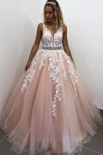 pink pageant dresses for women lace applique v neck sleeveless beaded elegant cheap prom gown vestido de fiesta