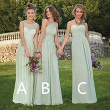 Load image into Gallery viewer, 2021 mismatched sage green bridesmaid dresses long chiffon elegant custom wedding guest dresses vestido de novia 2022