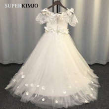 Load image into Gallery viewer, 2020 Cheap Flower Girl Dresses for Weddings 3D Flowers Lace Applique Pageant Little Girl Dress