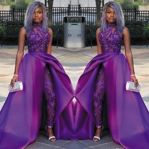 detachable skirt prom dresses 2020 purple jumpsuit for women lace appl –  inspirationalbridal