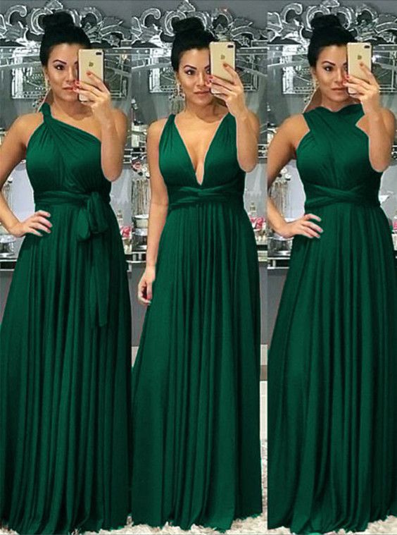 vestidos green bridesmaid dresses long chiffon convertible infinite custom cheap wedding party dresses