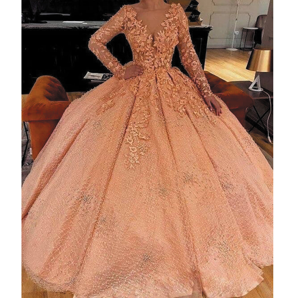 Peach ball gowns hotsell