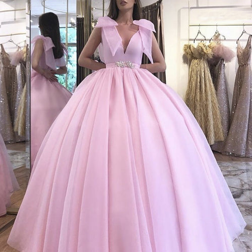 ball gown prom dresses 2020 pink beaded sleeveless cheap prom ball gown vestido de graduacion