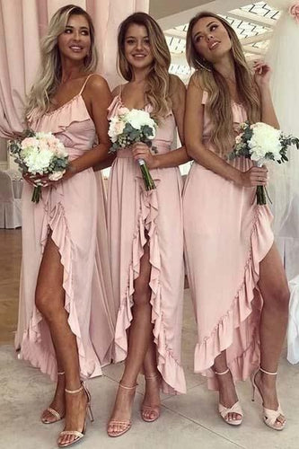 beach wedding party dresses 2020 pink chiffon cheap sexy bridesmaid dresses long 2021