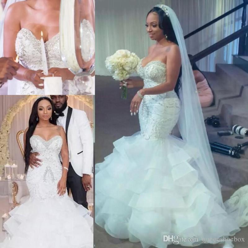 vestido de novia de seria mermaid wedding dresses for bride 2021 beaded modest african bridal gown