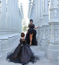 Load image into Gallery viewer, black mother and daughter matching dresses vintage high low prom dresses kids pageant little girl dresses