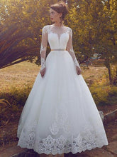 Load image into Gallery viewer, a line wedding dresses for bride lace applique beaded elegant cheap wedding gown robe de mariee