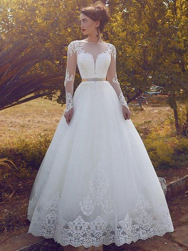 a line wedding dresses for bride lace applique beaded elegant cheap wedding gown robe de mariee
