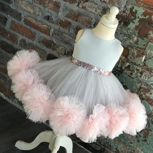 toddle little girl dresses silver and pink cute cheap flower girl dresses tutu dresses first communion dresses
