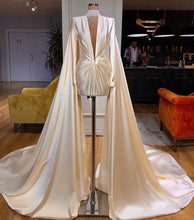Load image into Gallery viewer, luxury peal evening dresses flare sleeve mermaid high neck modest elegant formal evening gown vestido de longo