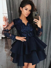 Load image into Gallery viewer, short homecoming dresses 2020 black sparkly lace prom dresses tiered 2021 cheap graduation dresses