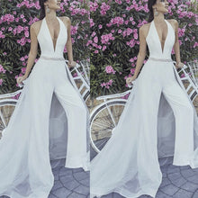 Load image into Gallery viewer, detachable skirt white jumpsuits for weddings 2020 vestido de festa de longo beaded pants for women