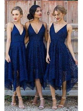 Load image into Gallery viewer, navy blue lace bridesmaid dresses short cheap country style wedding party dresses vestido de festa