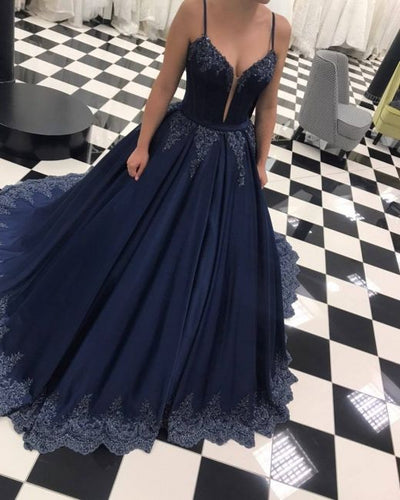 pageant dresses for women navy blue lace applique vintage prom dresses 2021 vested de fiesta