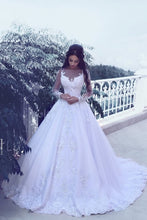 Load image into Gallery viewer, a-line wedding dresses for bride white Lace Applique elegant arabic wedding gown vestido de noiva