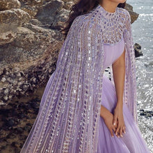 Load image into Gallery viewer, purple prom dresses 2020 luxury beaded crystal lavender elegant high neck dubai fashion prom gown 2021