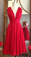 Load image into Gallery viewer, red bridesmaid dresses short knee length chiffon cheap a line wedding party dresses vestido de novia