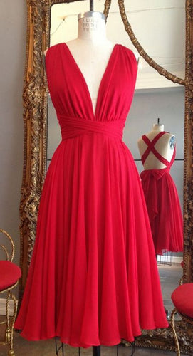 red bridesmaid dresses short knee length chiffon cheap a line wedding party dresses vestido de novia