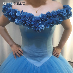 2020 off the shoulder wedding dress ball gown 3d flowers elegant tulle princess wedding gown vestido de nova