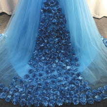 Load image into Gallery viewer, 2020 off the shoulder wedding dress ball gown 3d flowers elegant tulle princess wedding gown vestido de nova