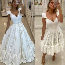 Load image into Gallery viewer, vintage prom dresses 1960s lace applique off white detachable skirt prom gowns vestido de longo