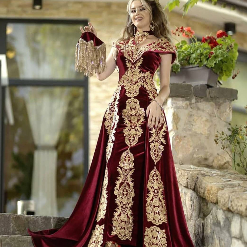 burgundy lace applique prom dresses 2022 vestido de fiesta de longo elegant vintage arabic prom gowns