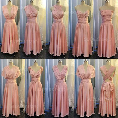 infinite bridesmaid dresses long cheap pink elegant simple convertible wedding guest dresses 2021
