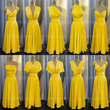 Load image into Gallery viewer, yellow bridesmaid dresses long 2020 convertible cheap satin infinite custom wedding party dresses 2021