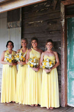 Load image into Gallery viewer, long bridesmaid dresses 2020 infinite convertible chiffon yellow cheap wedding party dresses 2021