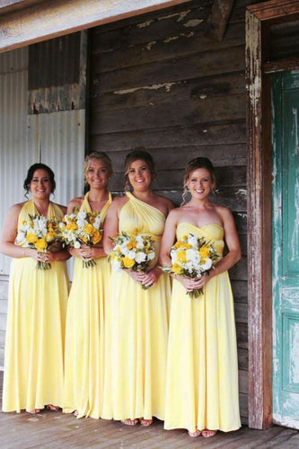 long bridesmaid dresses 2020 infinite convertible chiffon yellow cheap wedding party dresses 2021