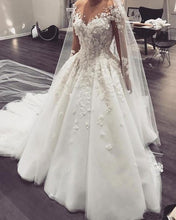 Load image into Gallery viewer, off white wedding dresses lace applique floral elegant boho beaded wedding gown vestido de novia