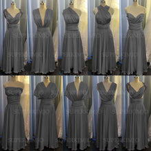 Load image into Gallery viewer, grey bridesmaid dresses convertible long cheap satin custom infinite gray wedding party dresses