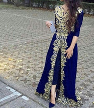 Load image into Gallery viewer, royal blue lace applique prom dresses 2020 muslim dubai fashion cheap prom gown 2021