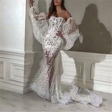 Load image into Gallery viewer, arabic evening dresses long lace appliqué Dubai fashion elegant mermaid evening gown robe de soiree