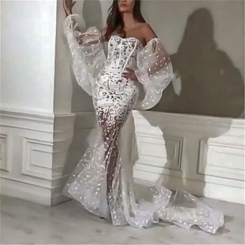 arabic evening dresses long lace appliqué Dubai fashion elegant mermaid evening gown robe de soiree