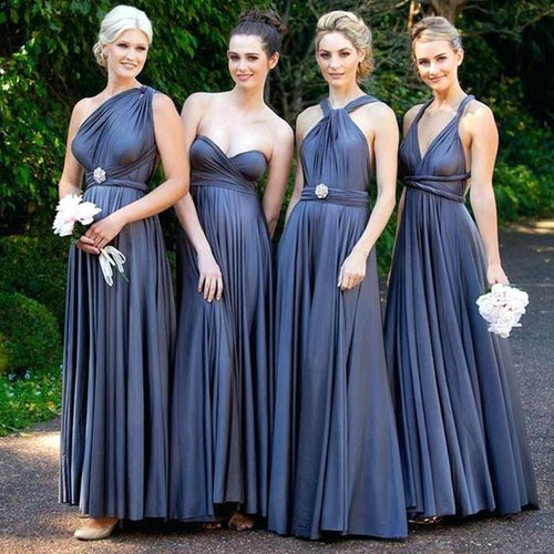 gray bridesmaid dresses long convertible cheap custom wedding party dresses 2021 vestido de fiesta