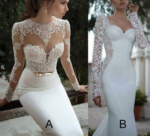 mermaid wedding dresses for bride Lace Applique mismatched cheap elegant simple wedding gown
