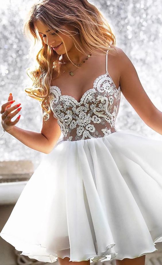 Cute Mermaid Sweetheart White Sequins Prom Dresses VK122801 – Vickidress