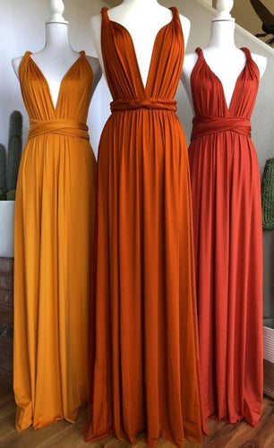 infinite orange bridesmaid dresses long convertible satin cheap custom wedding party dresses 2021