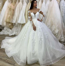 Load image into Gallery viewer, long sleeve wedding dresses boho lace applique beaded luxury elegant cheap wedding gown