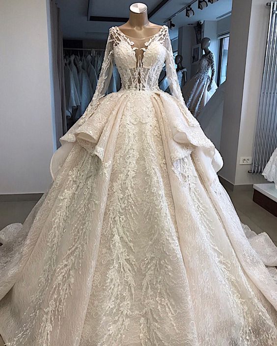 long sleeve wedding dresses boho 2021 vestidos de novia lace applique elegant luxury bridal dress 2022