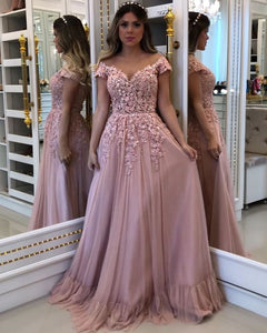 off the shoulder lace prom dresses pink beaded elegant formal wear prom gowns abendkleider