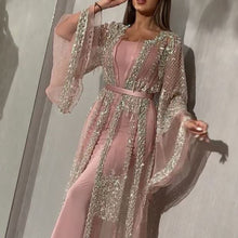 Load image into Gallery viewer, muslim Dubai prom dresses pink beaded elegant lace vintage luxury prom gown Vestido de Longo