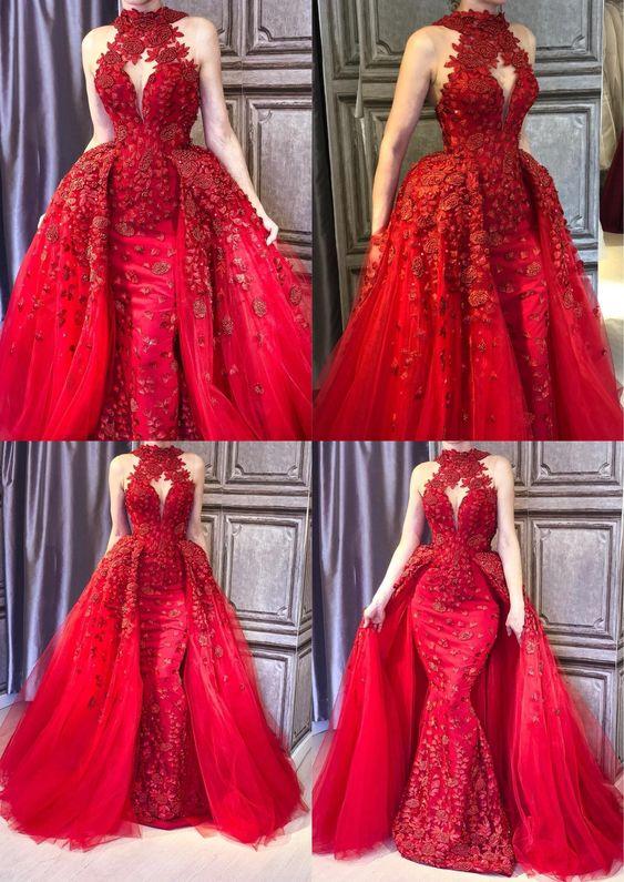 Red Quinceanera Dresses Long Sleeve Wedding Dress With Train