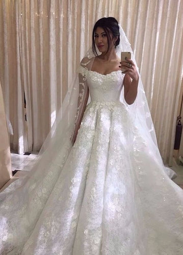 off white wedding dresses ball gown vestido de noiva Lace Applique elegant sparkly luxury wedding gown