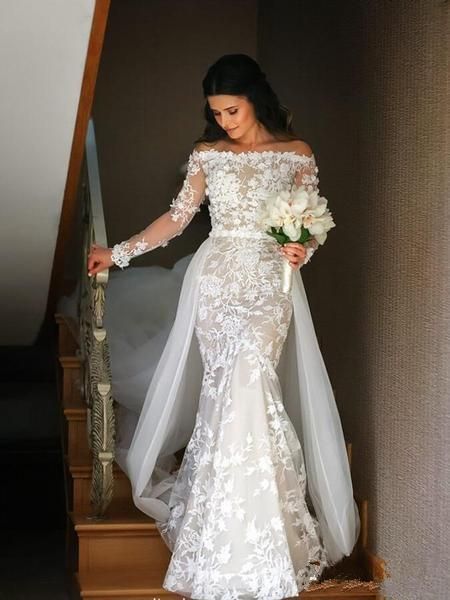 detachable skirt wedding dresses 2020 boho lace appliqué elegant roman –  inspirationalbridal