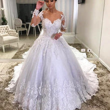 Load image into Gallery viewer, white lace applique wedding dresses for bride 2020 beaded elegant cheap bridal dresses vestido de novia