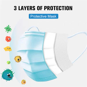 50PCS Cheap Disposable Masks 3 Layer Antivirus Environmental Mouth Mask In Stock