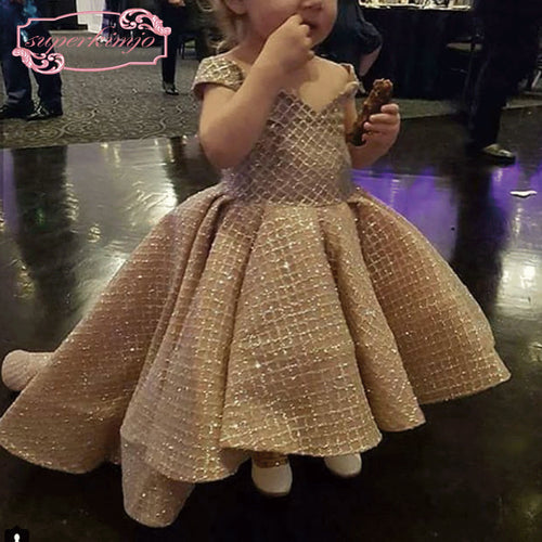cheap flower girl dresses for weddings 2020 sparkle champagne kids pageant little girl dresses