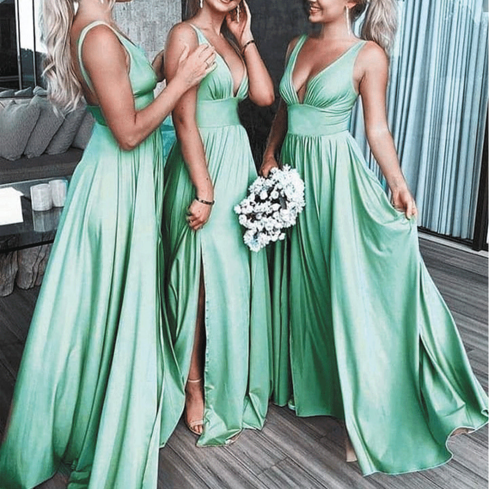 Simply Mint Green Long Prom Dress With Slit, Spaghetti Straps Slit Eve –  cherishgirls